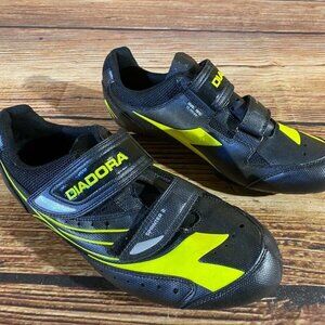Diadora Sprinter 2 Men's US 12  EU 46 Black Neon Cycling Road Shoes 3 Bolt Cleat